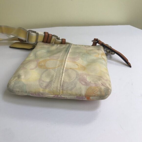 COACH Mini Signature SCRIBBLE CC Crossbody Bag Shoulder Lather Fabric Hobo Zip - Picture 5 of 13